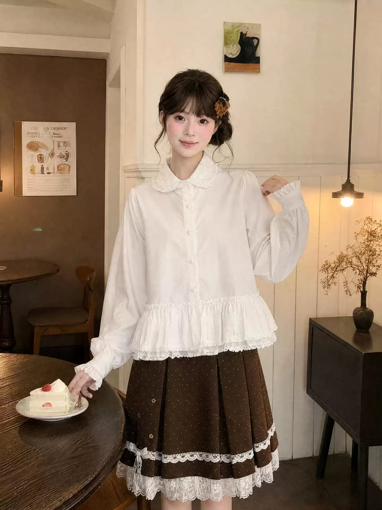 Cocoa Dot Pleated Skirt-Bottoms-ntbhshop