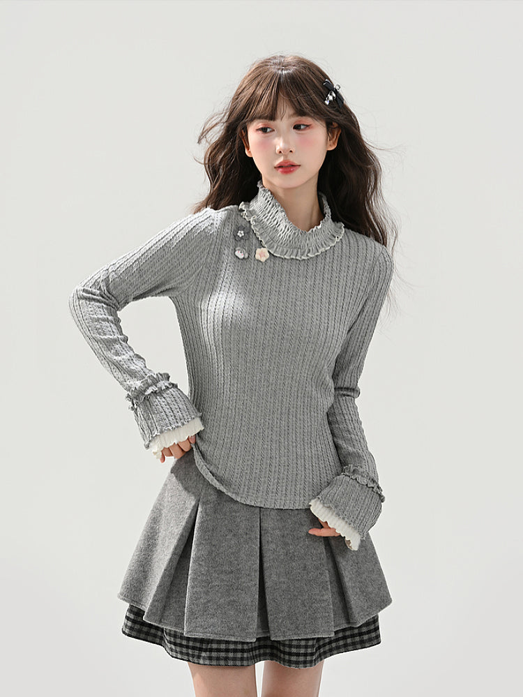 Snowden Rib Ruffle Turtlenecks-ntbhshop