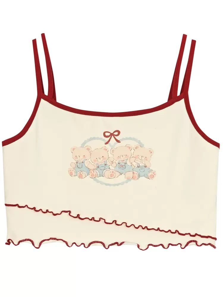 Litte Bear Doll Ribbed Camisole-ntbhshop