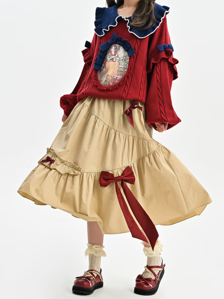 Ribbon Tale Layered Midi Skirt-ntbhshop