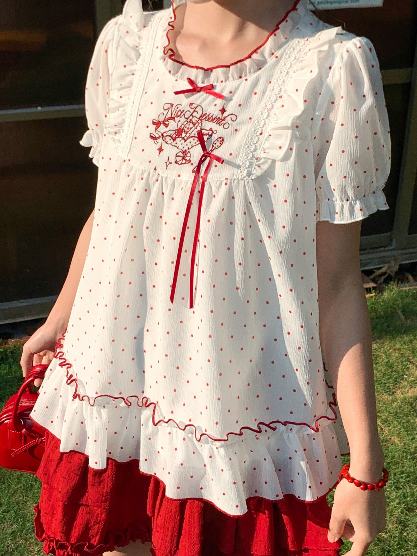 Nice Dessert Polka Doll Blouse-Tops-ntbhshop