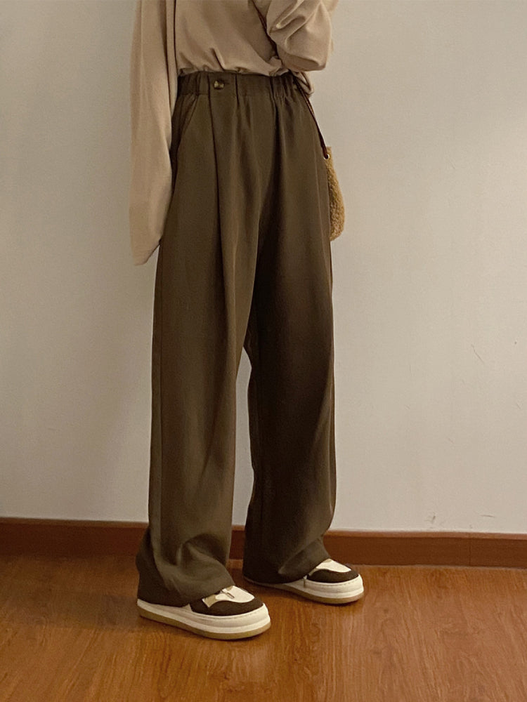 Falling Leaves Drape Pleated Pants-ntbhshop