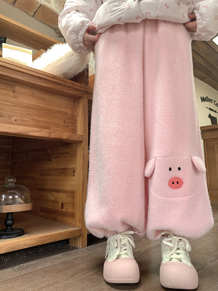 Piggy Bunny Fleece Bubble Pants-Bottoms-ntbhshop