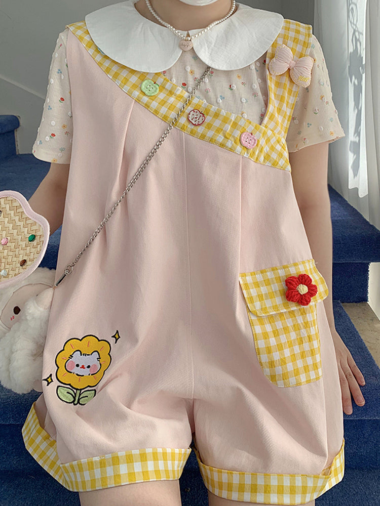 Whimsy Adventure Plaid Overall Shorts-ntbhshop