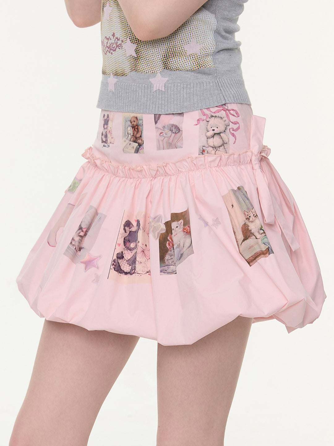 Pink Postcard Bubble Skirt-Bottoms-ntbhshop