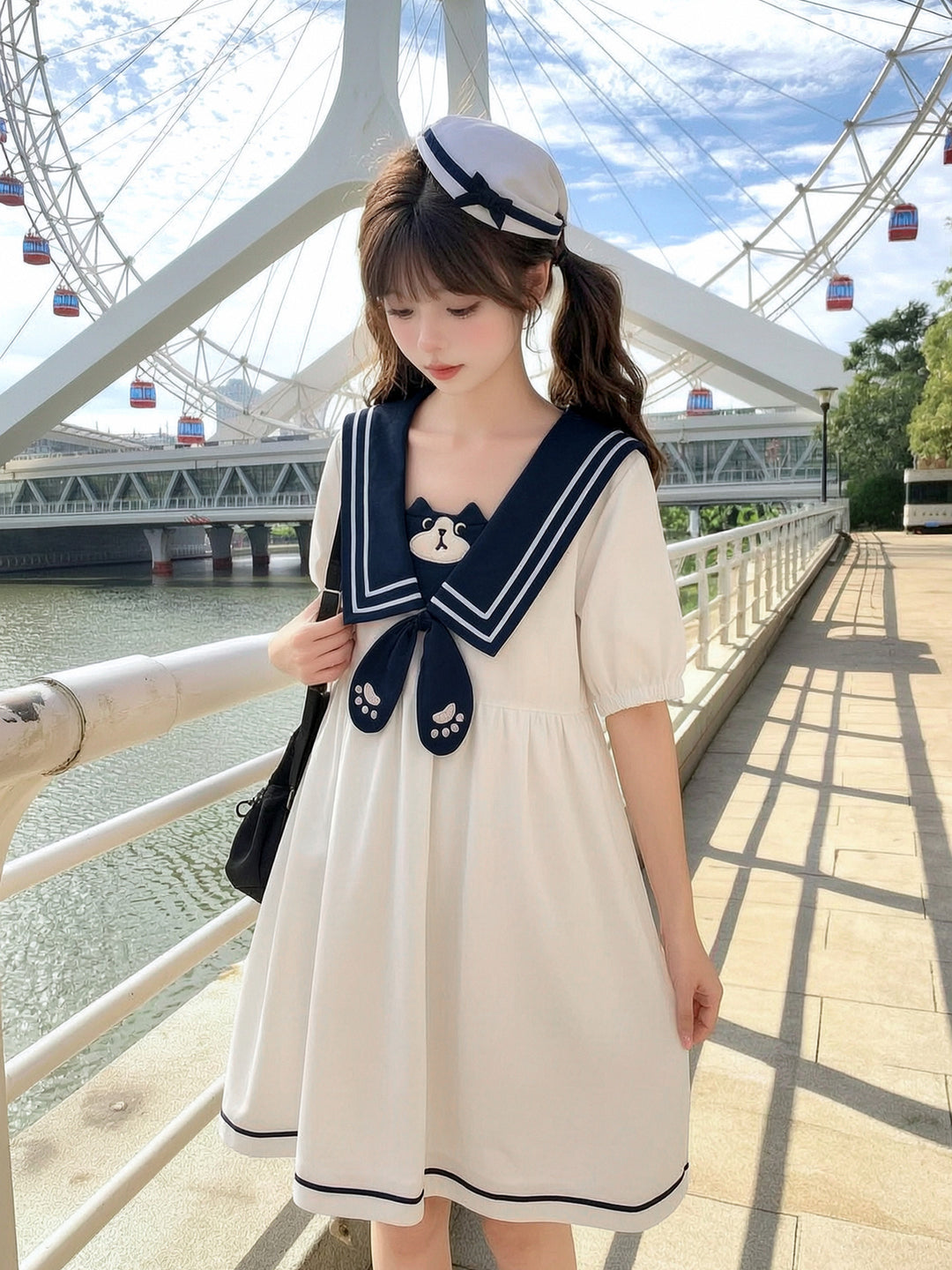 Milk Cat Sailor Dress-Dresses-ntbhshop