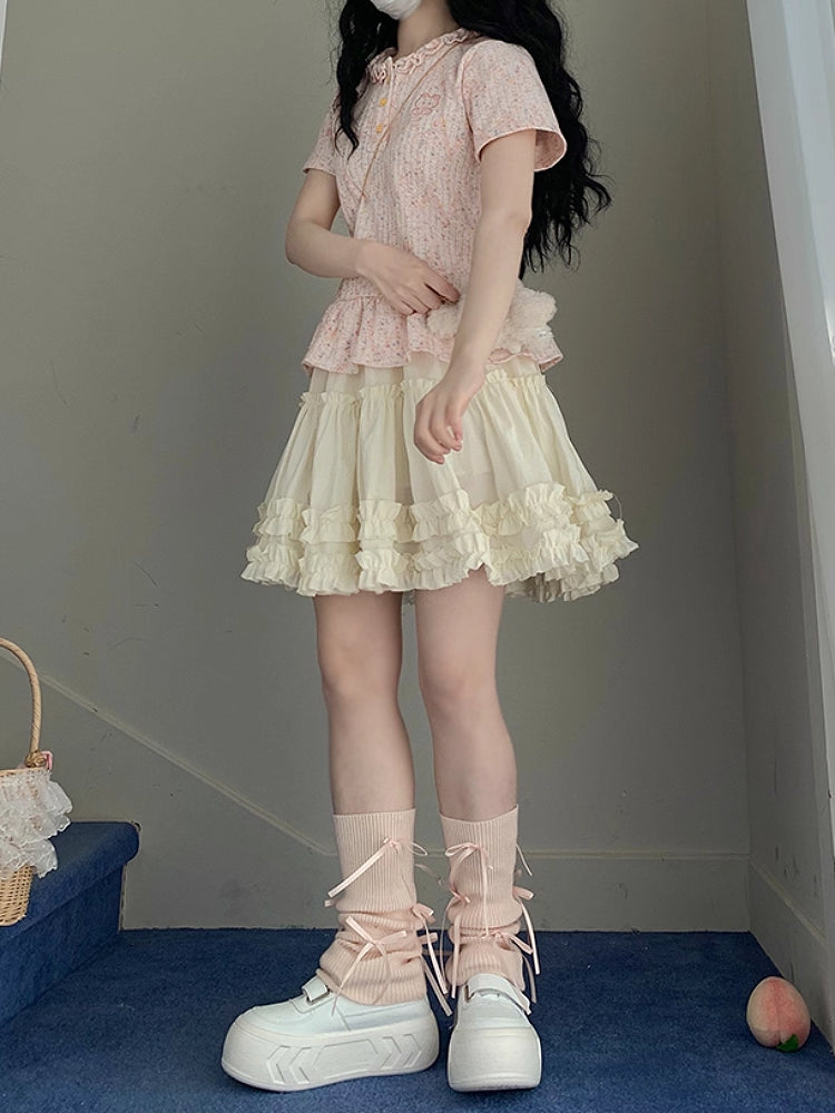 Vanilla Cake High Waist Lace Skirt-ntbhshop