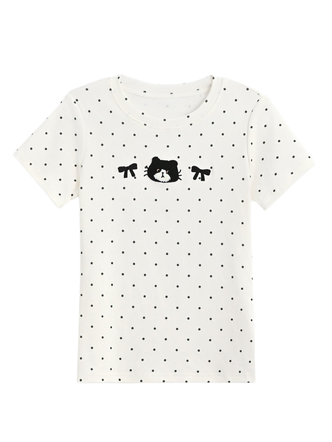 Milk Cat Polka Tees-Tops-ntbhshop