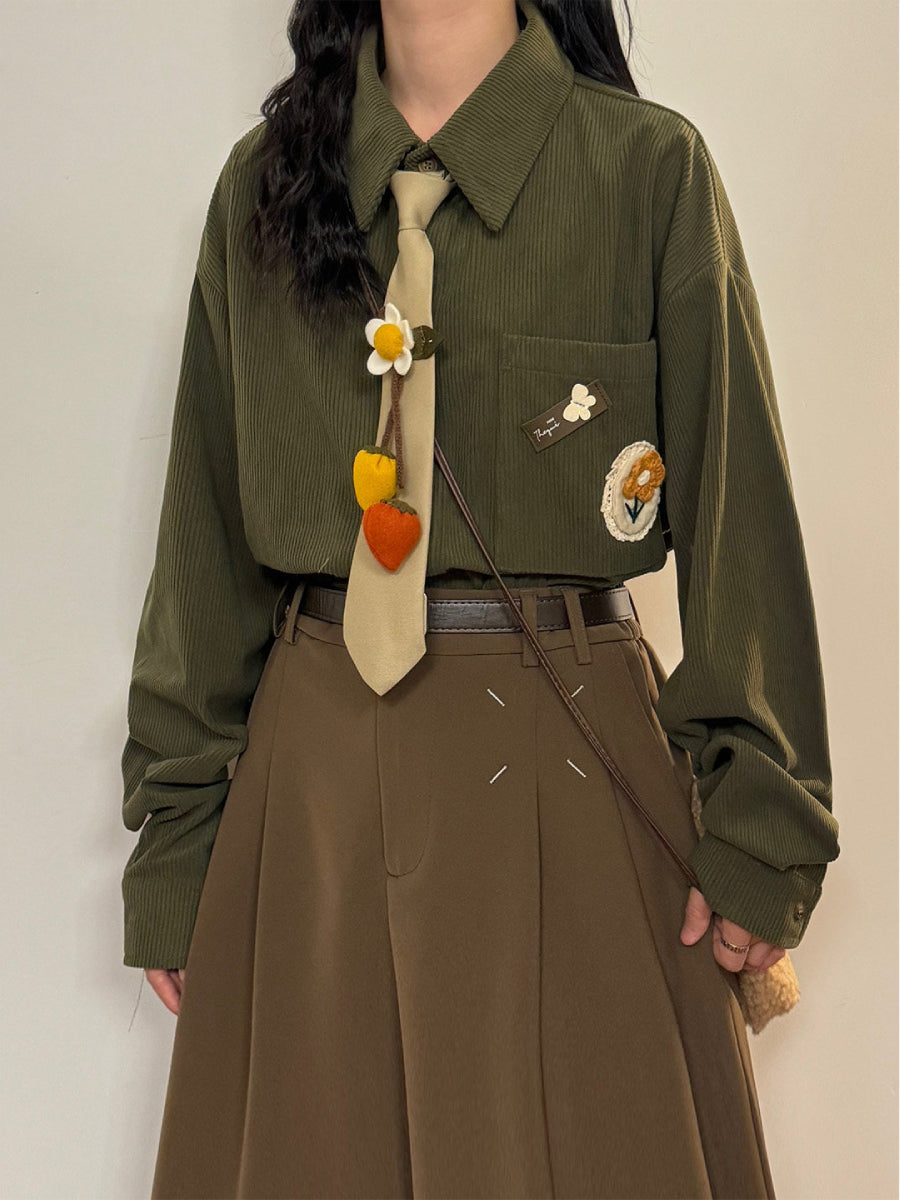 Moss Garden Corduroy Tie Shirts-Tops-ntbhshop