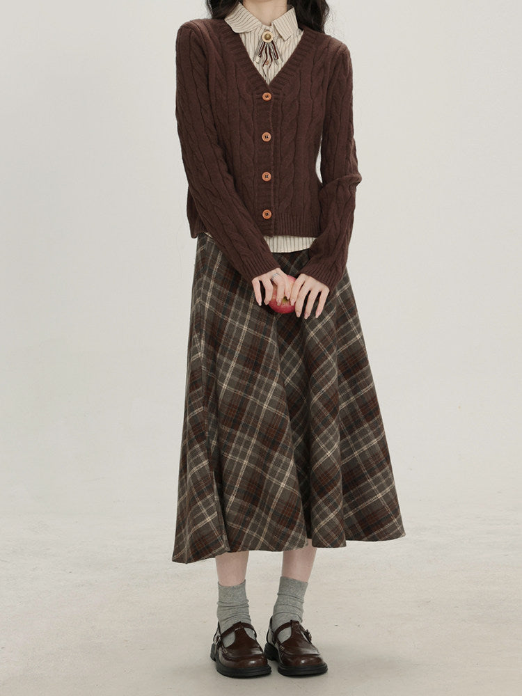 Autumn Poetry Cardigan Top & Midi Skirt-Sets-ntbhshop