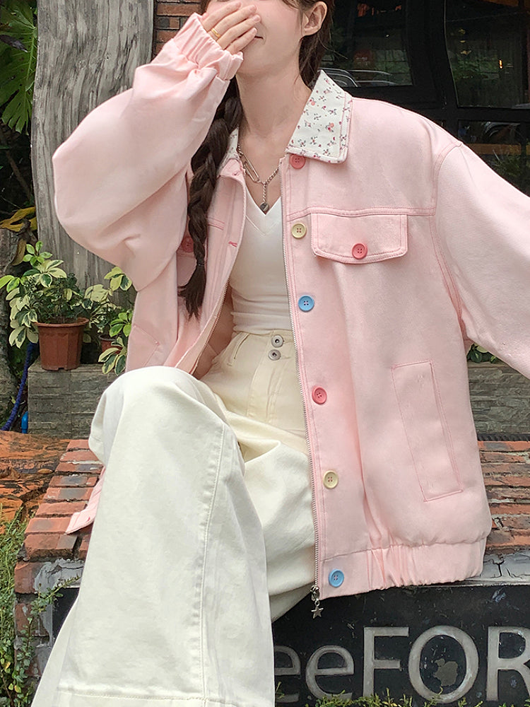 Sweet Atelier Bloom Lapel Denim Jackets-ntbhshop