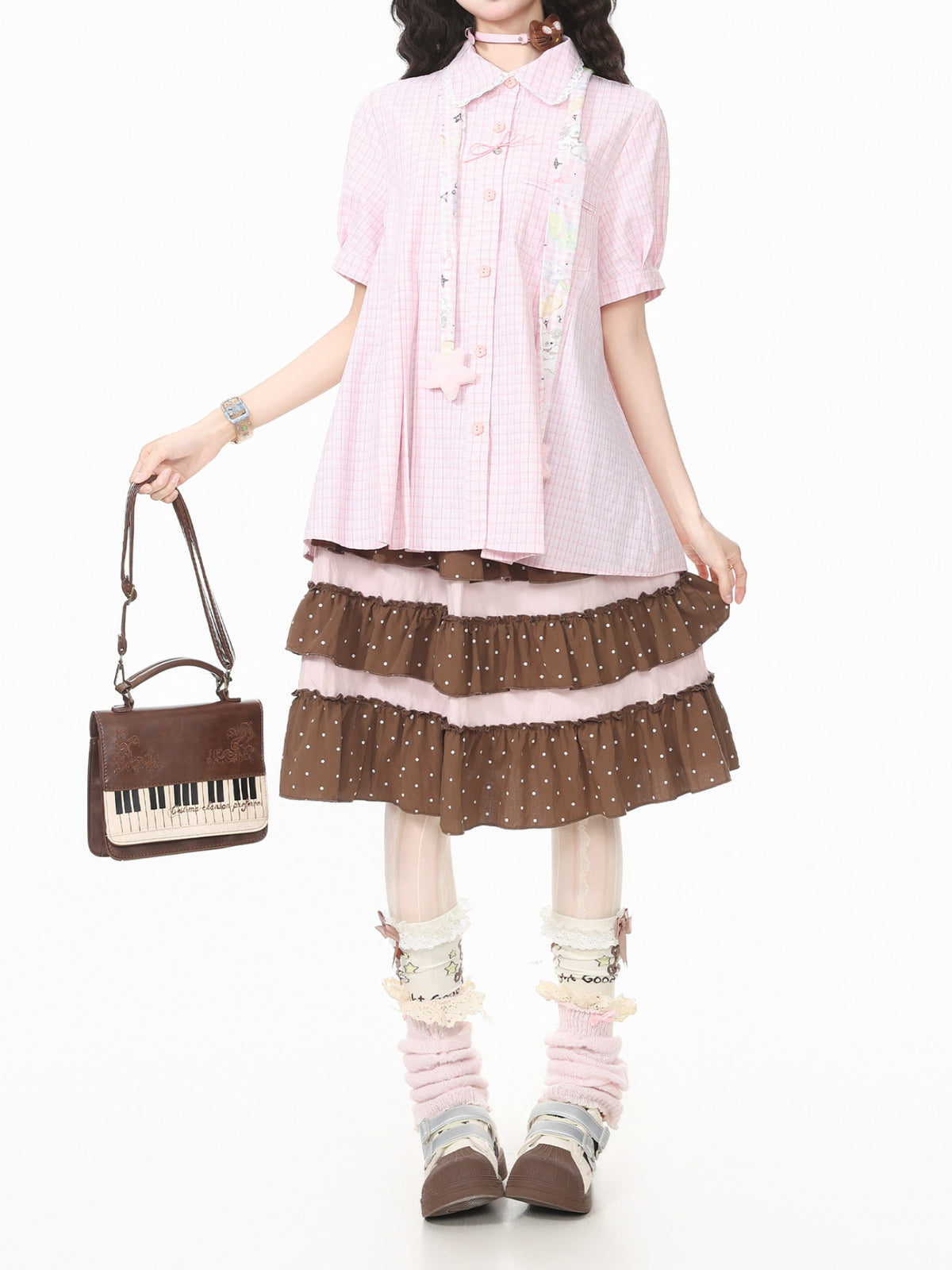 Twinkle Dolly Plaid Shirts & Scarves-Tops-ntbhshop