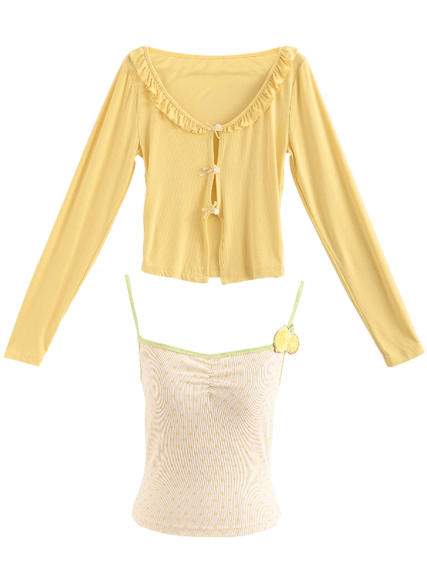 Lemon Sugar Dot Bra Camisole & Cardigan-ntbhshop