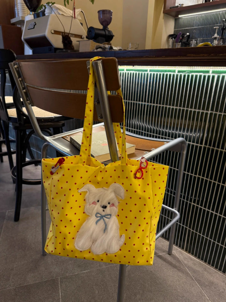 Puppy Love Contrast Tote Bags-Accessories-ntbhshop