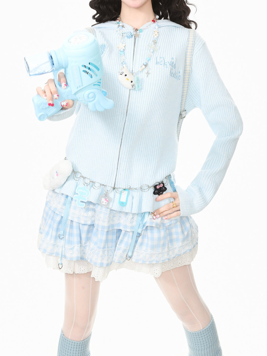 Mew Ruffle Knit Hoodies-Outerwear-ntbhshop