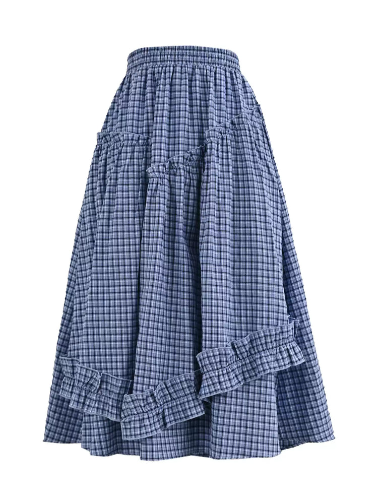Meadow Check Ruffle Skirt-Bottoms-ntbhshop