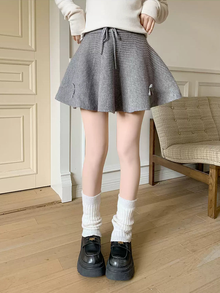 Soft Bow Knit Skirts-Bottoms-ntbhshop