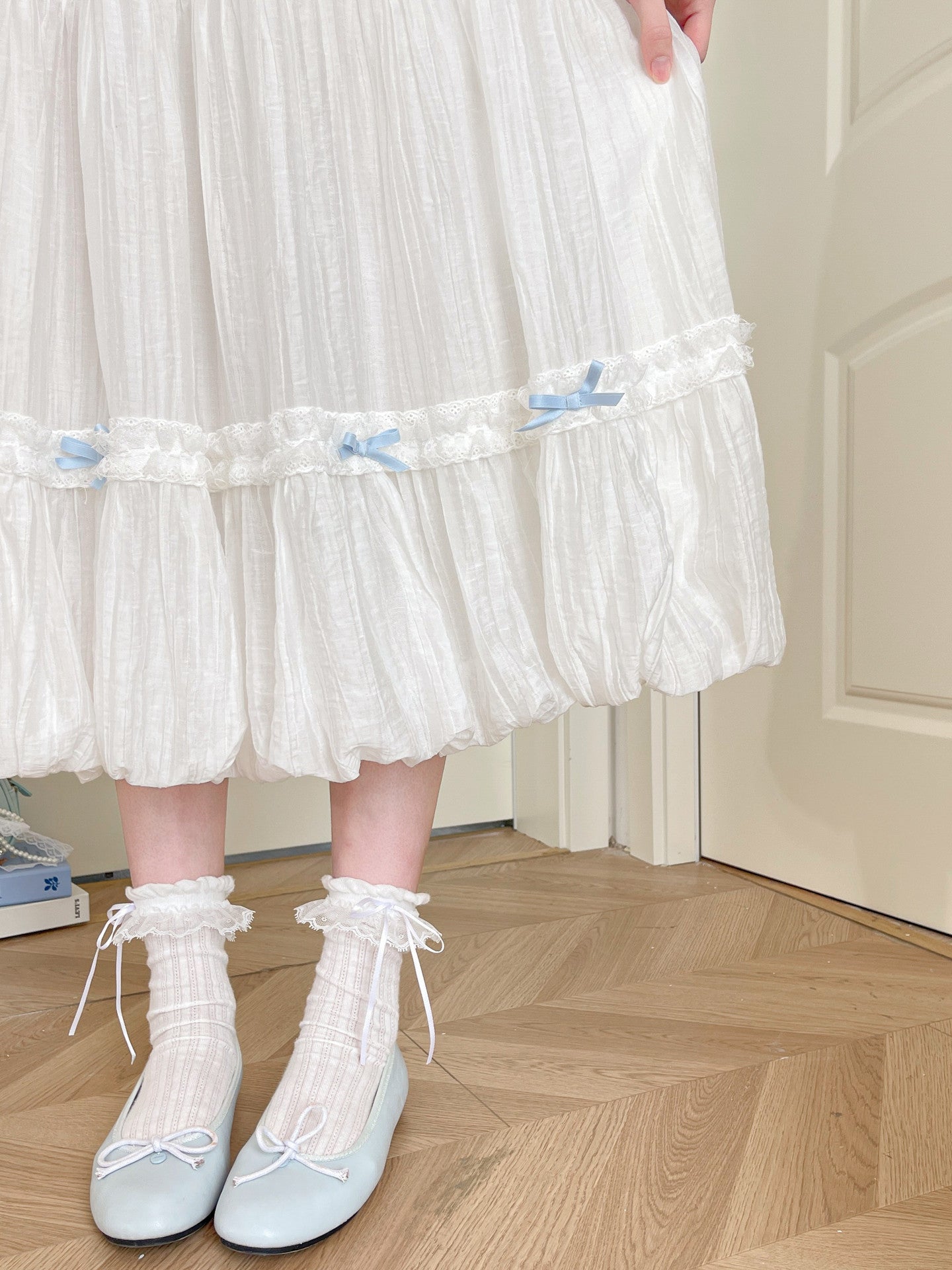 Babyblue Lyocell Midi Skirt-Bottoms-ntbhshop