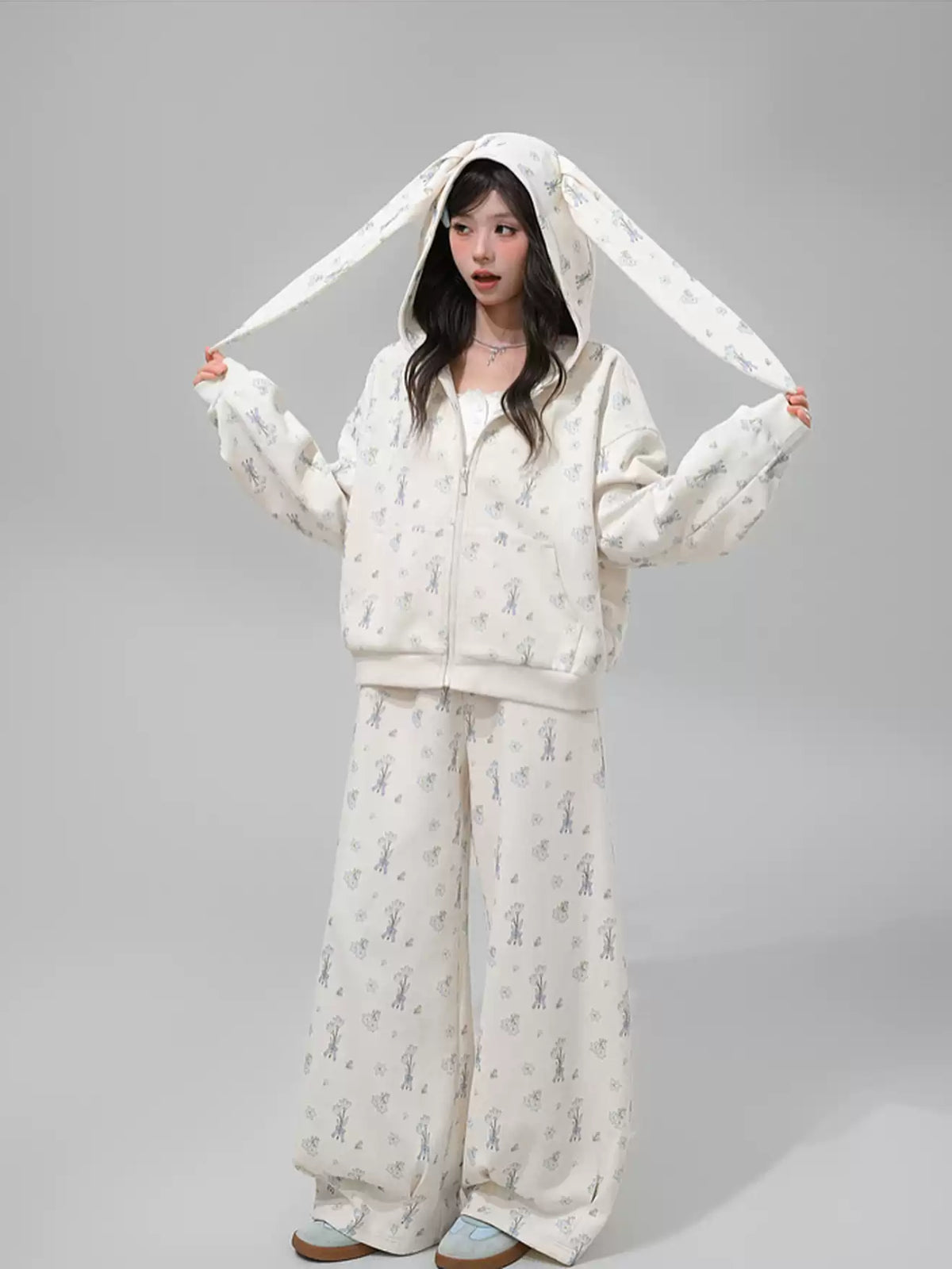 Milk Bunny Home Sweat Jacket & Sweatpants-Sets-ntbhshop