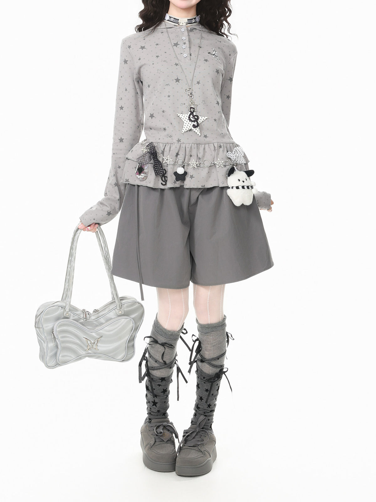 Starlit Dots Peplum Hoodies-Outerwear-ntbhshop