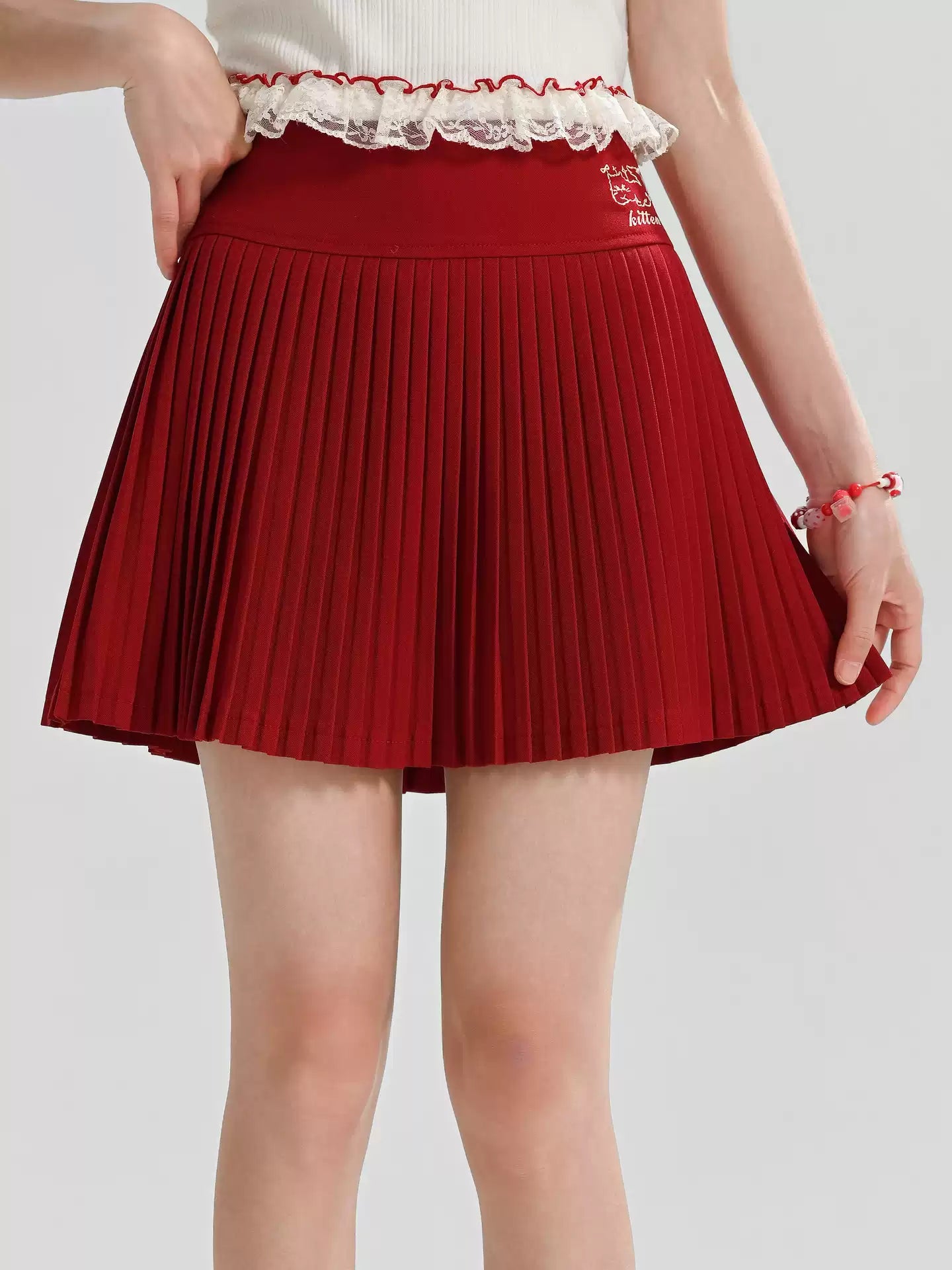 Kitten Charm Pleated Skirt-Bottoms-ntbhshop