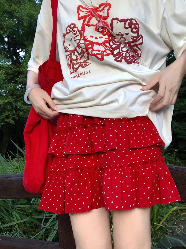 Cherry Dot Fluffy Cake Skirt-ntbhshop
