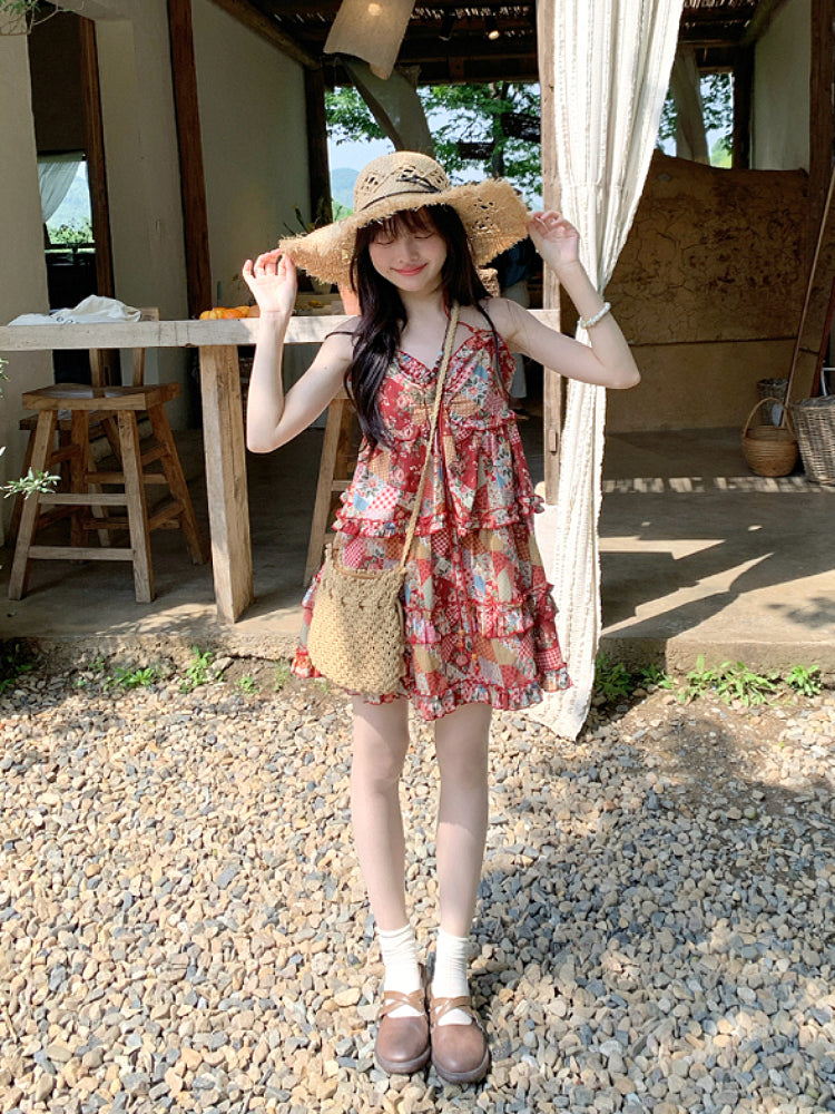 Cherry Picnic Retro Layered Dress-Dresses-ntbhshop