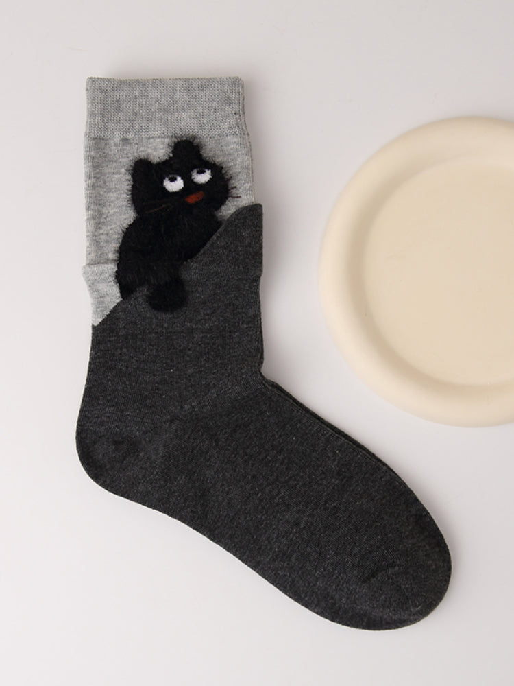 Fluffy Cat Mood Tube Socks-ntbhshop