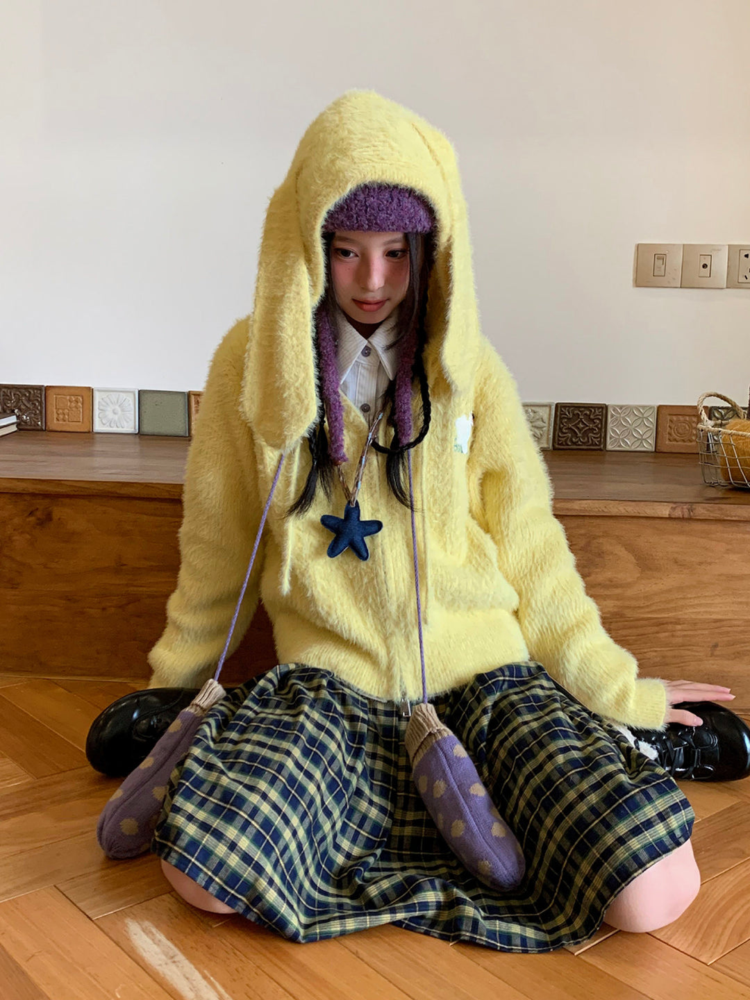 Weird Bunny Ear Fur Jackets-Tops-ntbhshop