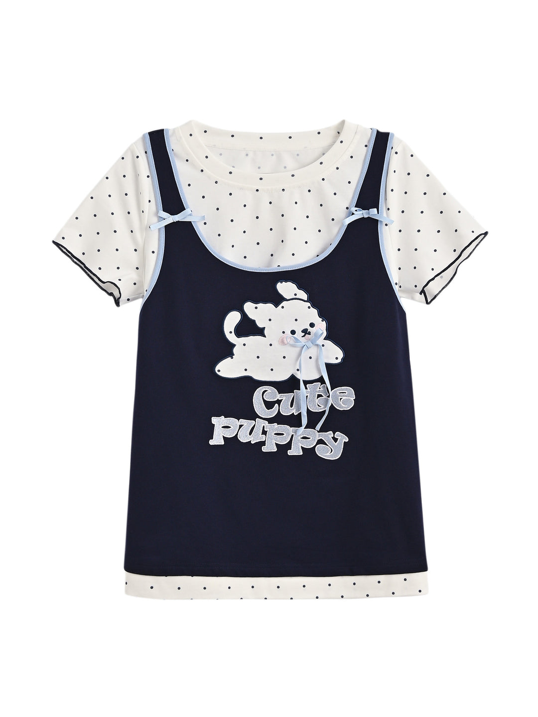 Cute Puppy Layer Tee-Tops-ntbhshop