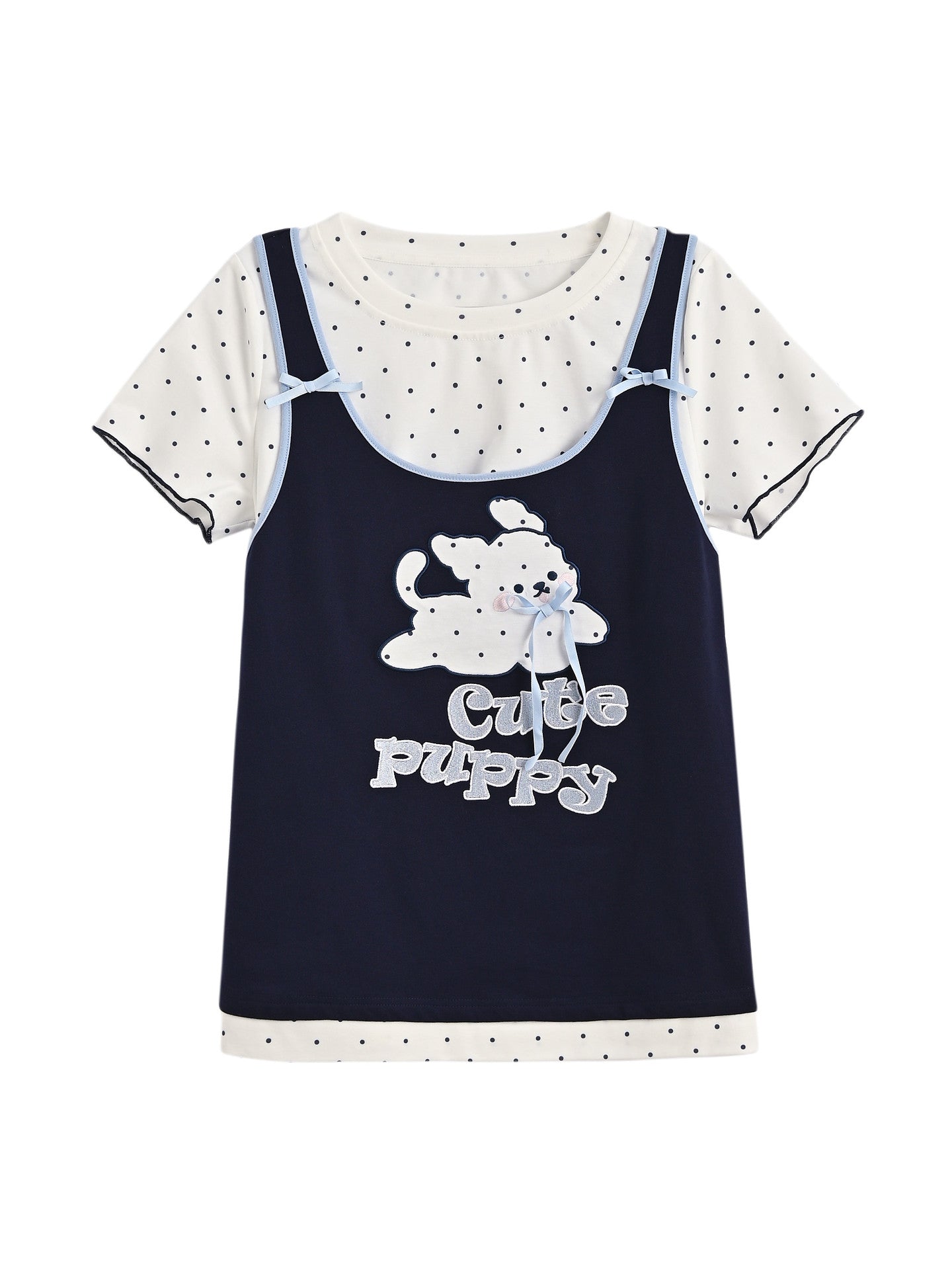 Cute Puppy Layer Tee-Tops-ntbhshop