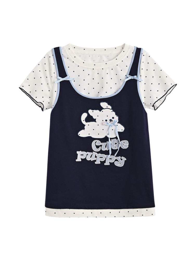 Cute Puppy Layer Tee-Tops-ntbhshop