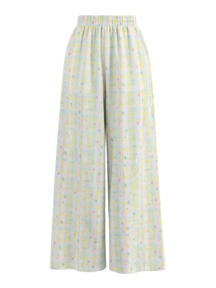 Star Sprinkle Wide Leg Pants-Bottoms-ntbhshop