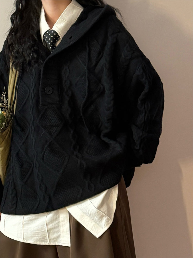 Maple Twist Academia Knit Hoodies-ntbhshop