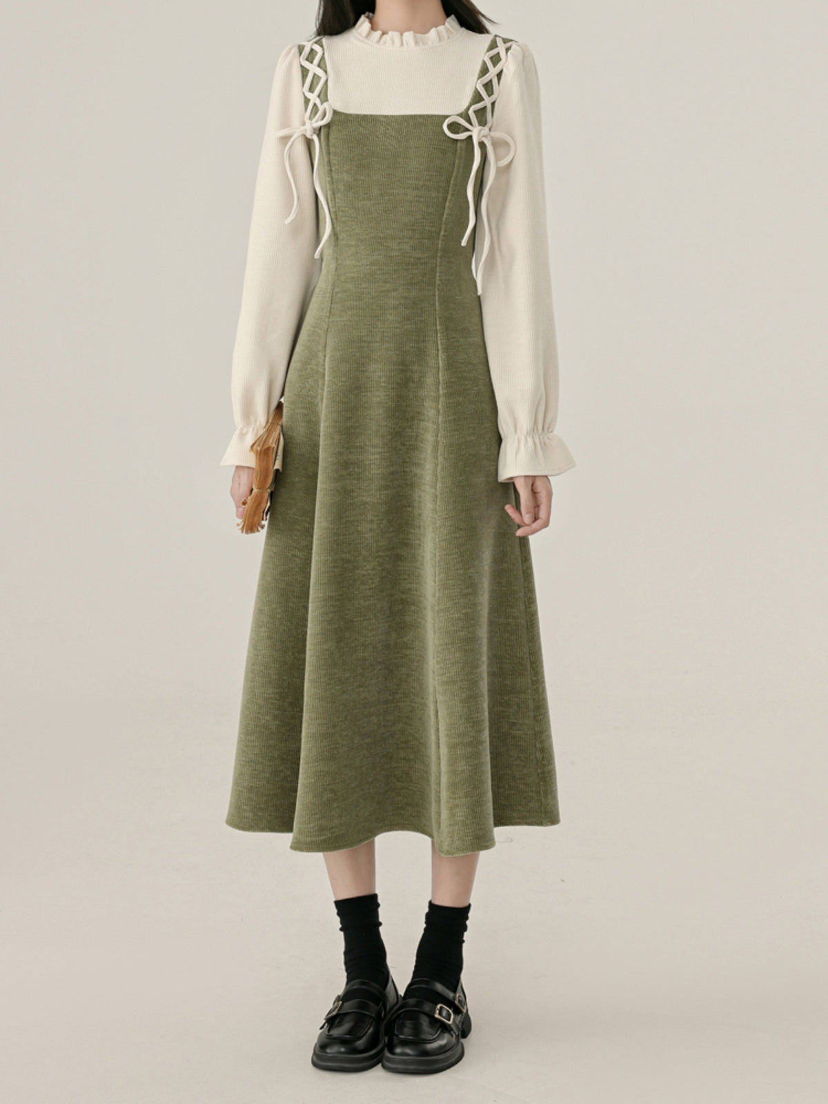 Moss Archive Knit Pinafore Dresses-Dresses-ntbhshop