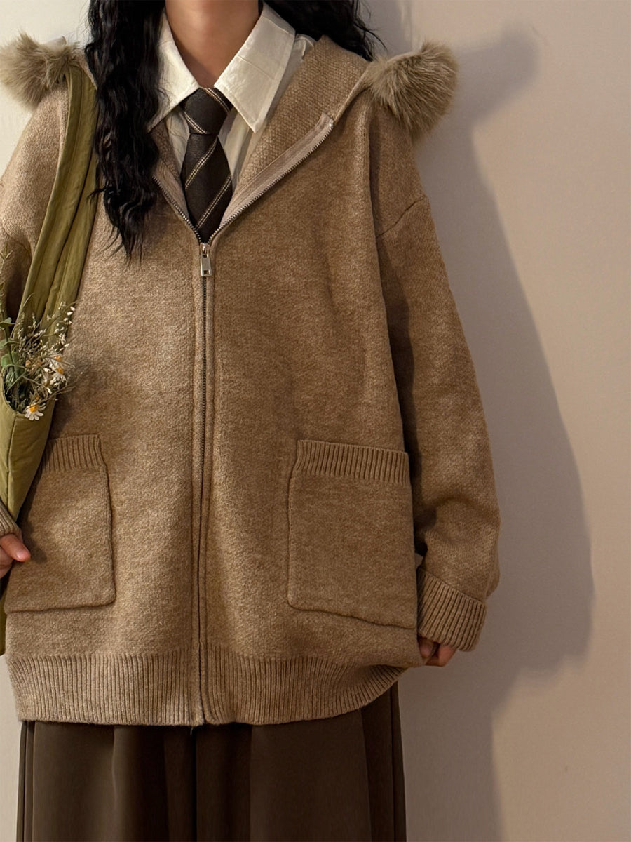 Ebonridge Fur Zip Cardigan-Outerwear-ntbhshop