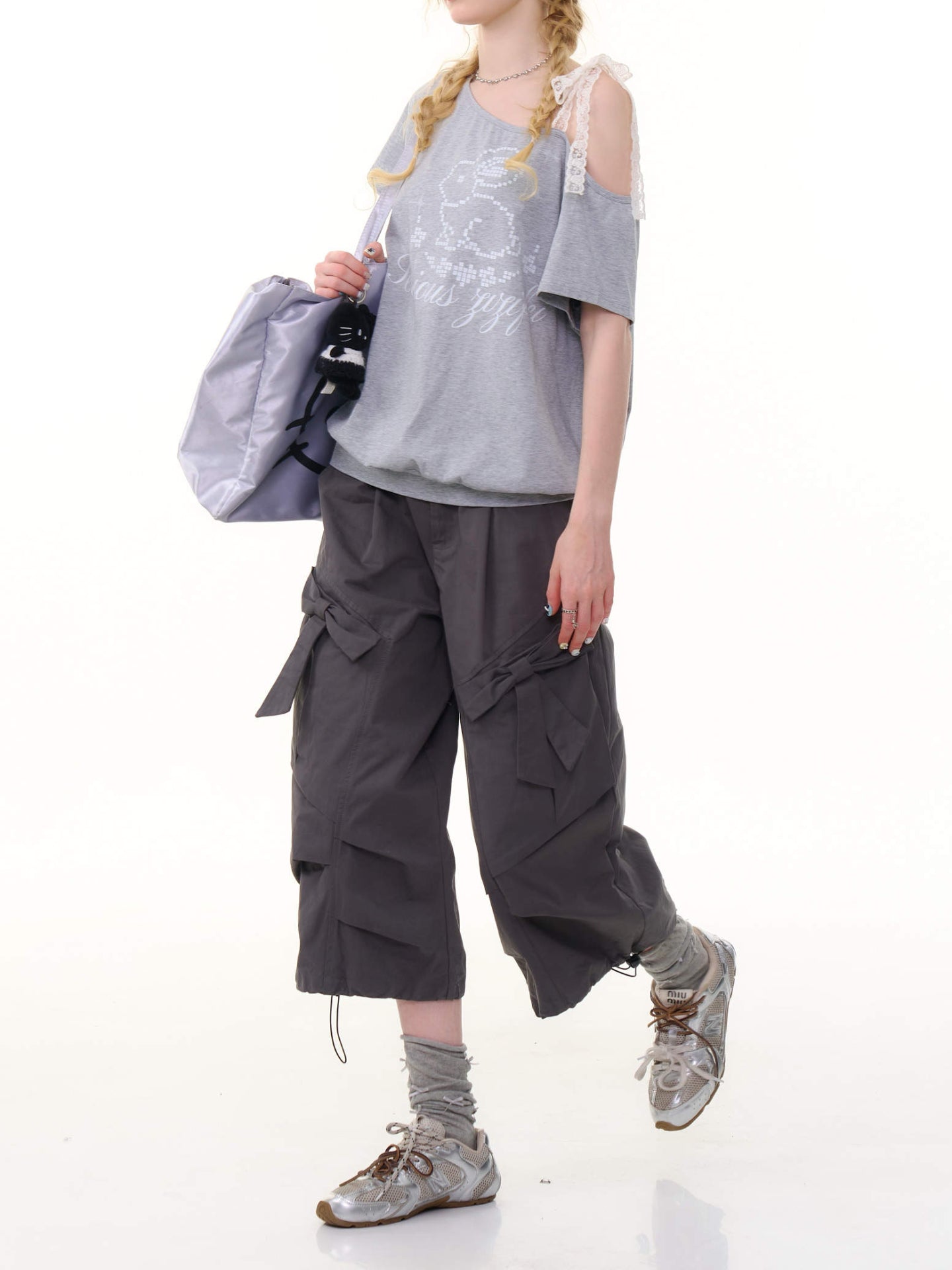 Ribbon Cotton Capri Pants-Bottoms-ntbhshop