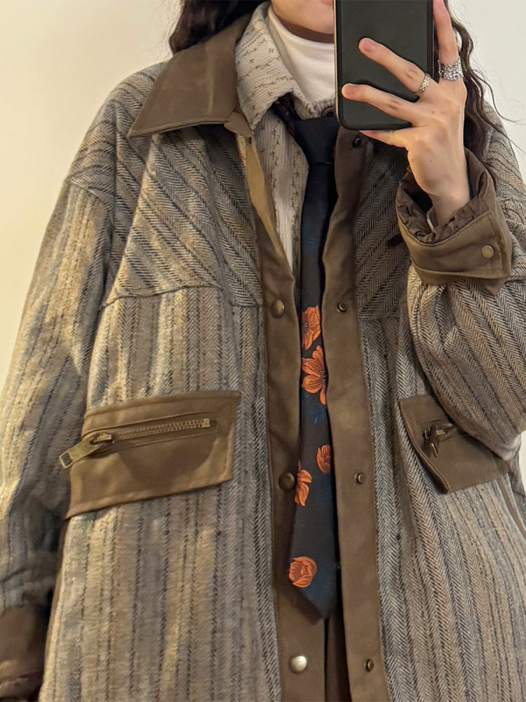 Herringbone Wanderer Patch Cargo Jacket-ntbhshop