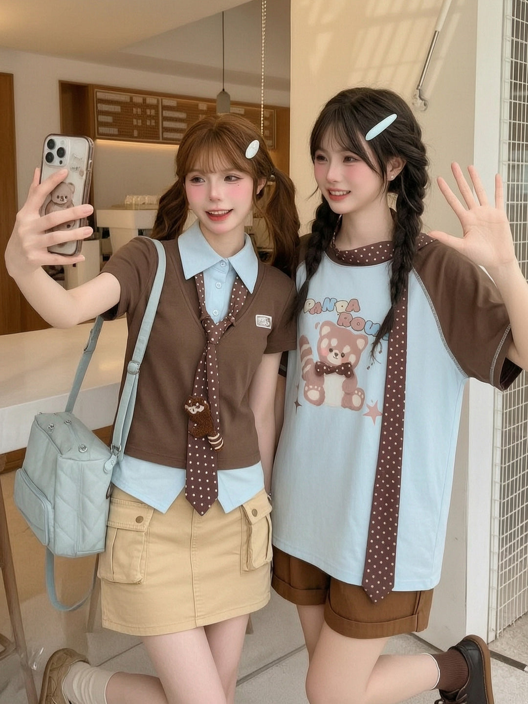 Roux Panda Colorblock Top & Tie-Tops-ntbhshop