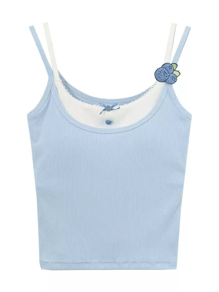 Blueberry Ribbed Bra Camisole-Tops-ntbhshop