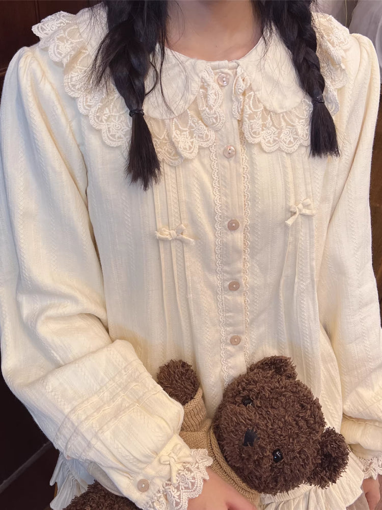 Whispering Lace Doll Collar Blouses-ntbhshop