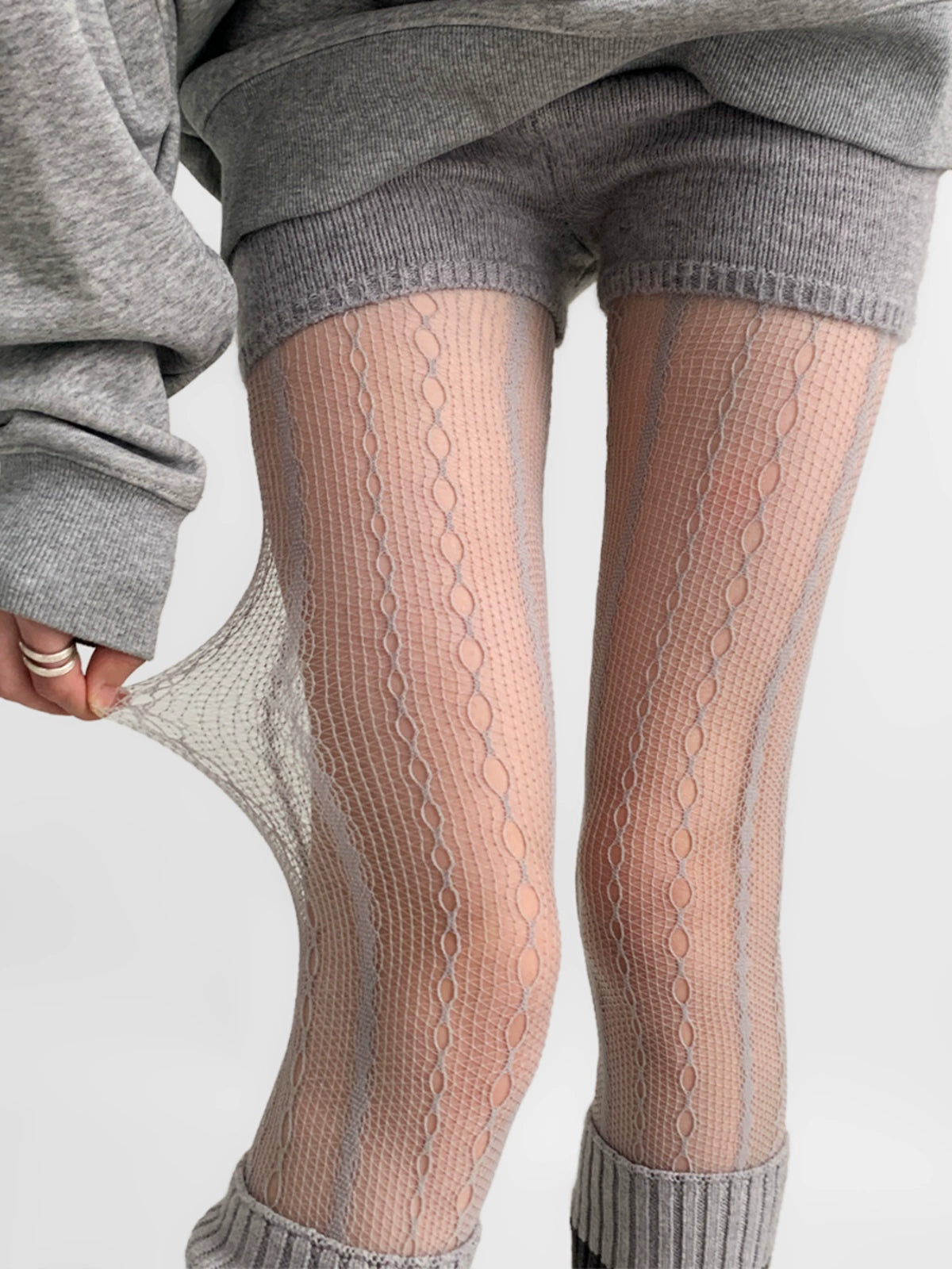 Cloudline Jacquard Sheer Tights-ntbhshop