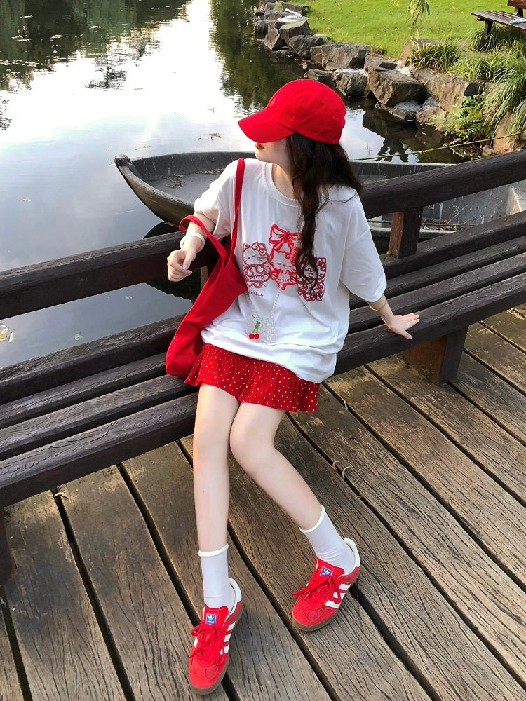 Cherry Dot Fluffy Cake Skirt-ntbhshop