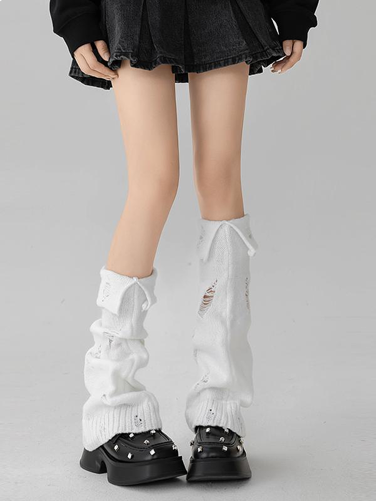 Distressed Sweater Collar Leg Warmers-ntbhshop