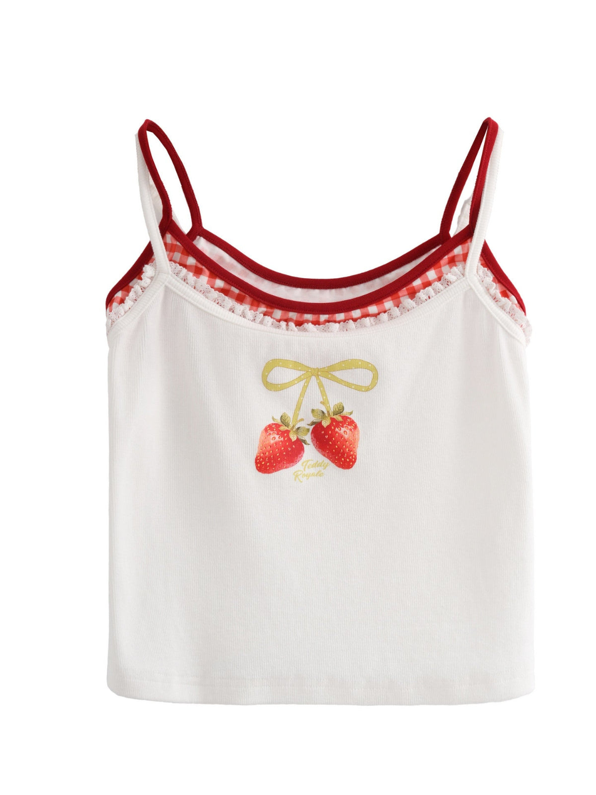 Strawberry Picnic Ribbon Camisole-Tops-ntbhshop