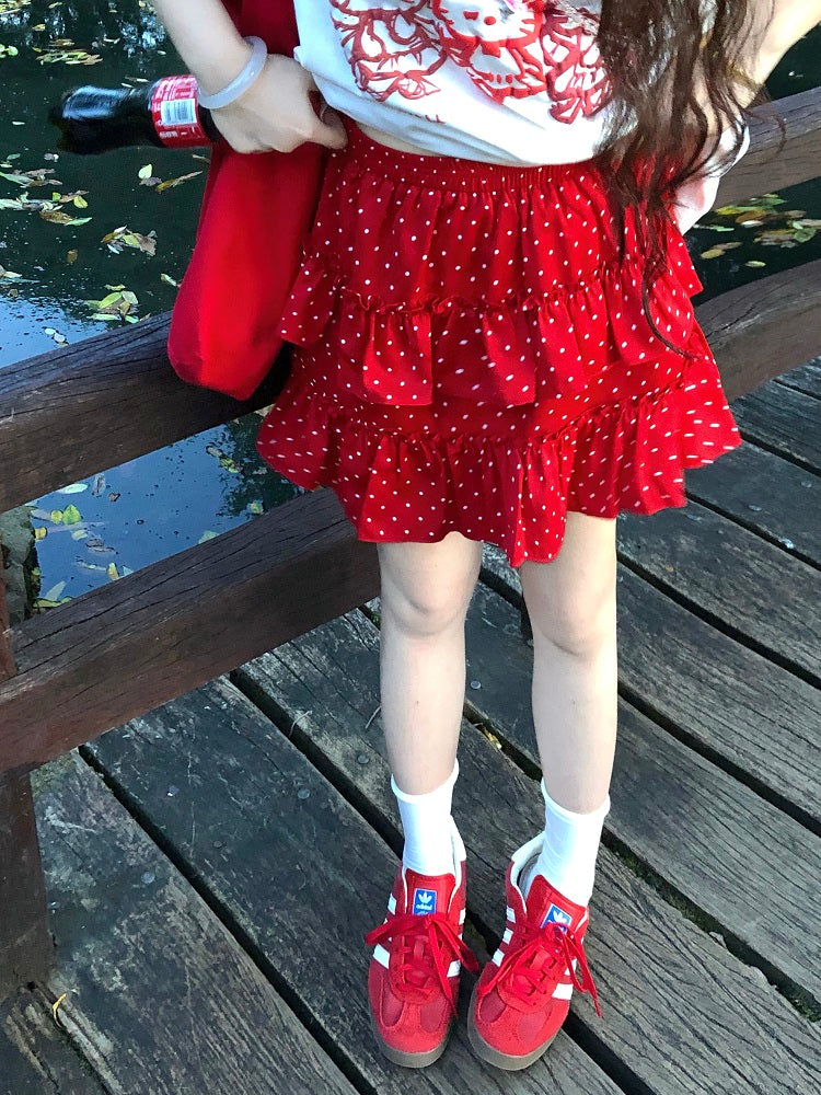 Cherry Dot Fluffy Cake Skirt-ntbhshop