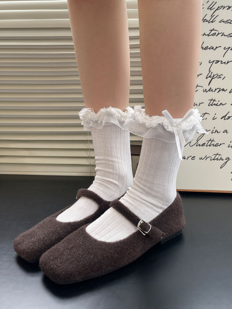 Denim Ruffle Crew Socks-ntbhshop