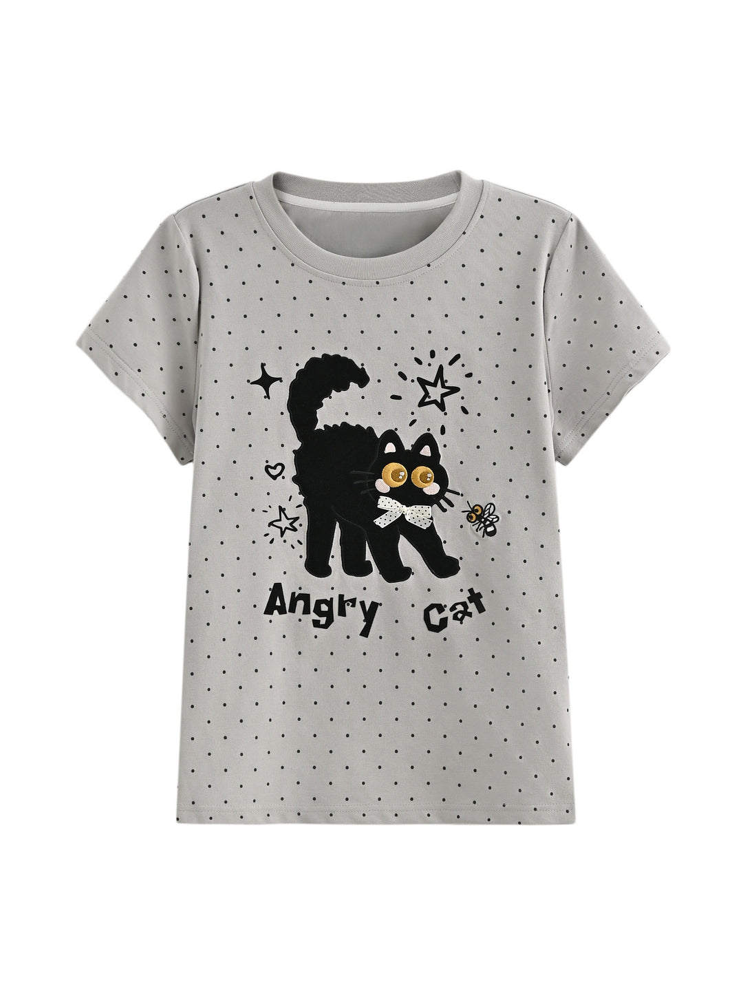 Angry Cat Polka Tee-Tops-ntbhshop
