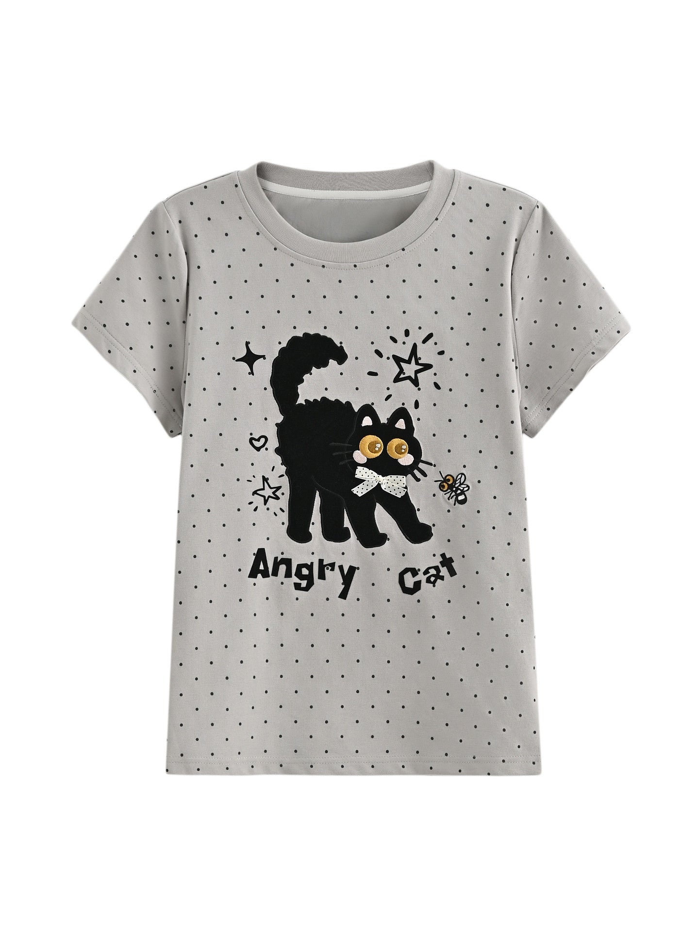 Angry Cat Polka Tee-Tops-ntbhshop