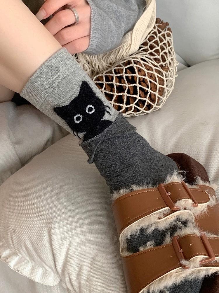 Peek-a-Boo Collar Flip Crew Socks-ntbhshop